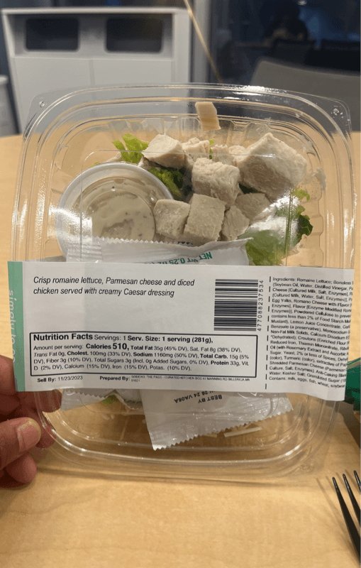 Sodexo Romaine Lettuce Salad With Creamy Caesar Dressing