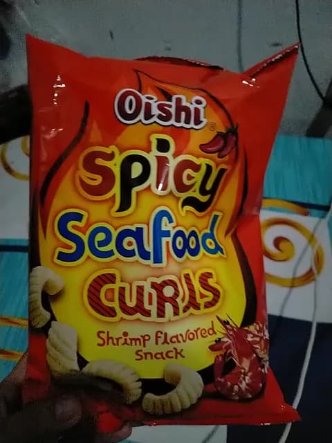 Oishi Spicy Seafood Curls Shrimp Flavored Snack
