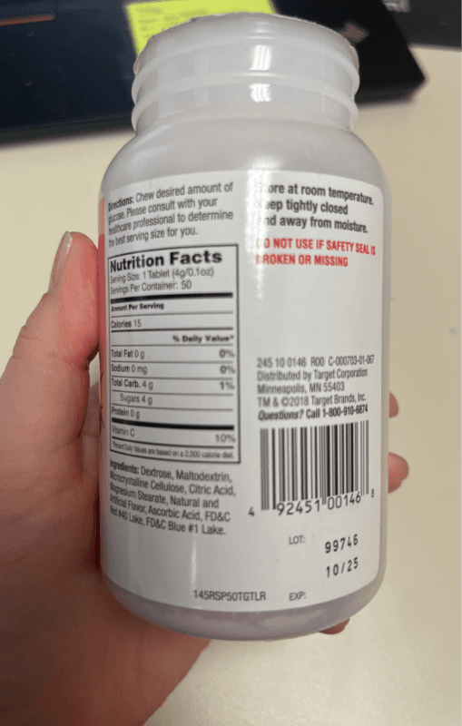 Up & Up Glucose Tablets Raspberry Flavor 50 Chewable