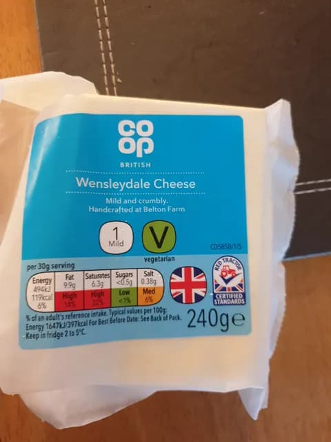 Co-Op British Wensleydale Cheese, Vegetarian