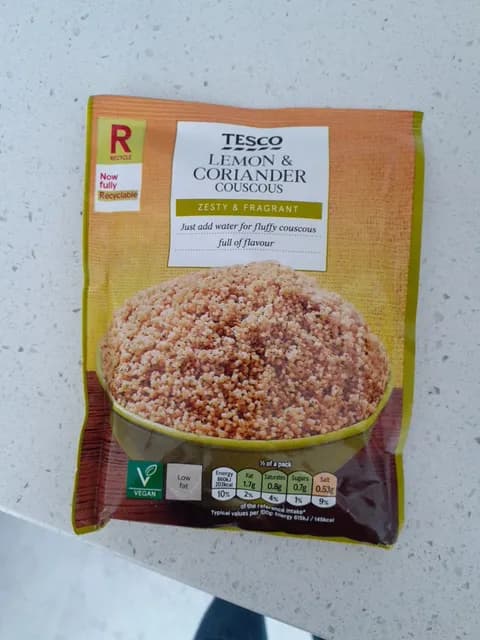 Tesco Lemon & Coriander Couscous Zesty & Fragment
