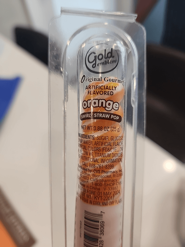 Gold Emblem Original Gourmet Orange Swirly Straw Pop