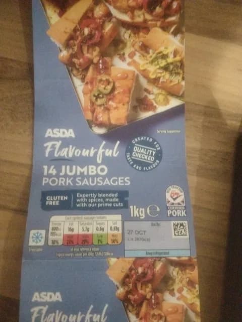 Asda Flavourful 14 Jumbo Pork Sausages