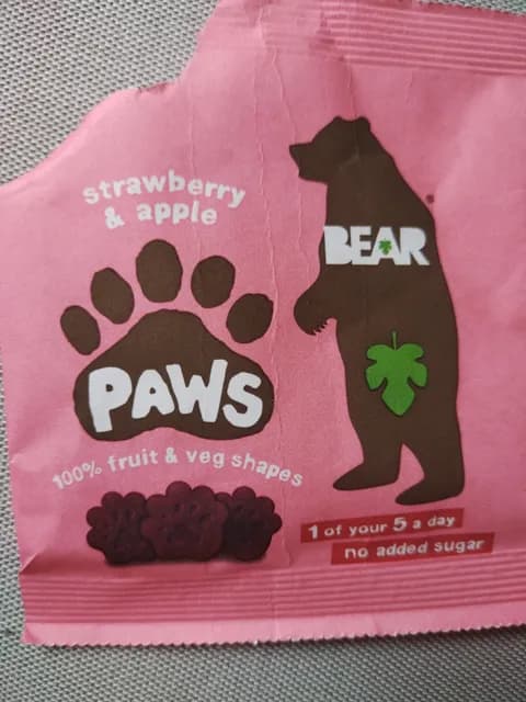 Bear Paws Strawberry & Apple 100% Fruit & Veg Shapes