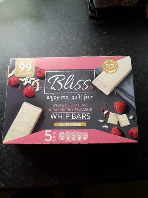Bliss White Chocolate & Raspberry Flavour Whip Bars
