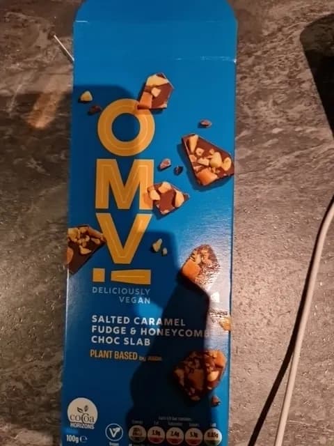 Omv! Vegan Salted Caramel Fudge & Honeycomb Choc Slab