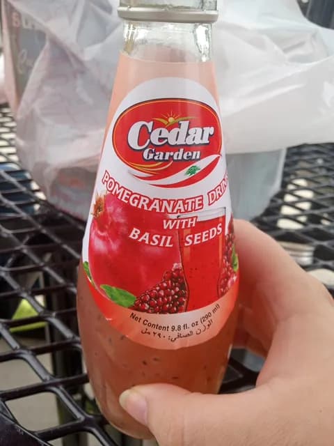Cedar Garden Pomegranate Drink With Basil Seeds