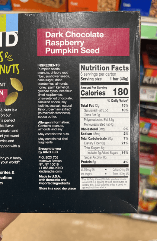 Kind Seeds Fruit & Nuts Dark Chocolate Raspberry Pumpkin Seed Bars