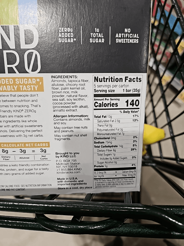Kind Zero Caramel Almond & Sea Salt Bars