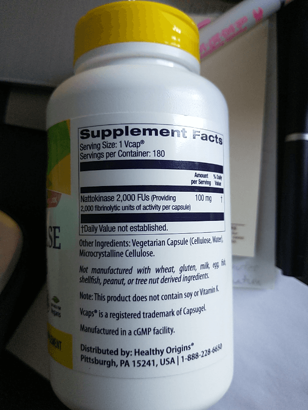 Healthy Origins Natural Nattokinase 2,000 Fus Dietary Supplement, 180 Vcaps