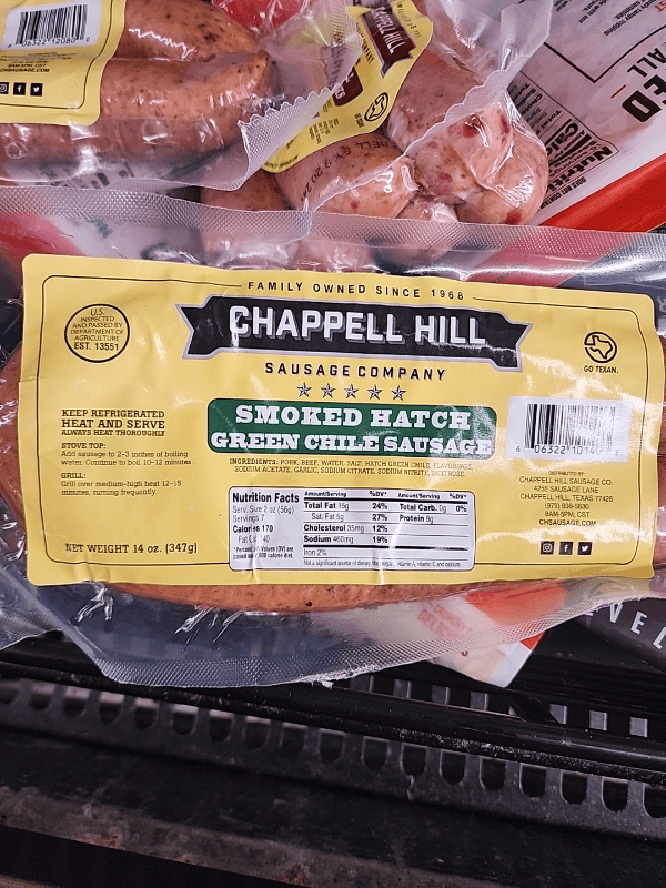 Chappell Hill Smoked Hatch Green Chile Sausage