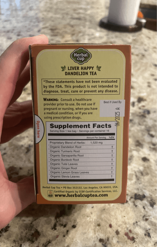 Herbal Cup Ayurveda Tea Liver Happy Dandelion Tea