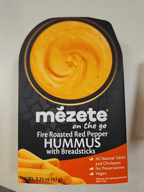 Mezete Fire Roasted Red Pepper Hummus With Breadsticks