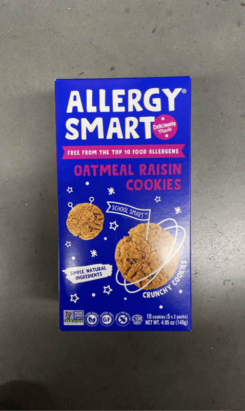 Allergy Smart Oatmeal Raisin Cookies