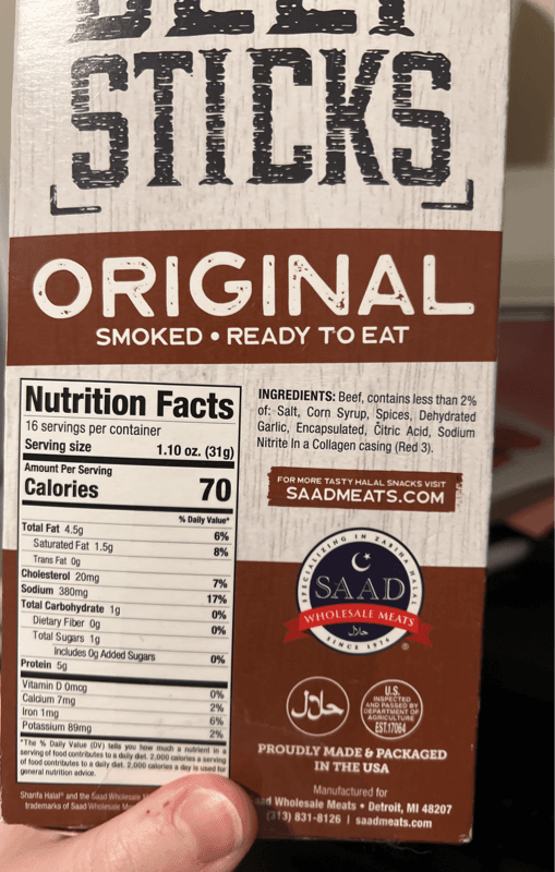 Sharifa Halal Beef Sticks Original