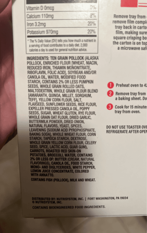 Nutrisystem Grain-Crusted Pollock With Vegetables