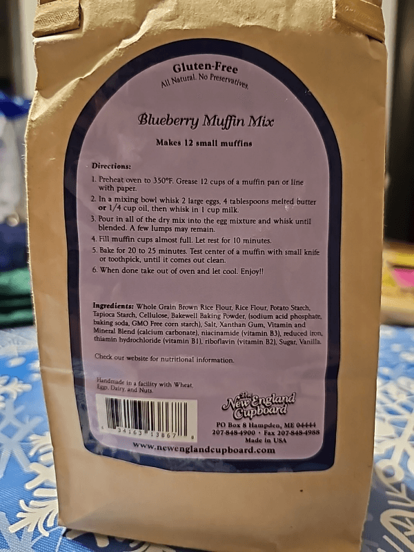 The New England Cupboard Gluten-Free Blueberry Muffin Mix