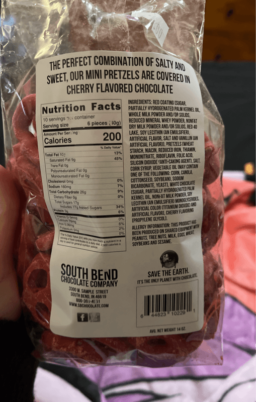 South Bend Chocolate Company Valentine'S Pretzels Chocolate Cherry