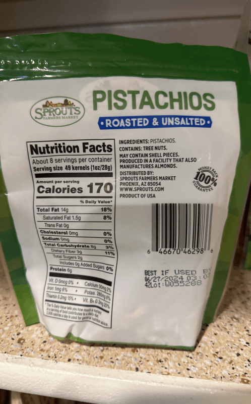 Sprouts Farmers Market Roasted & Unsalted Pistachios Kernels