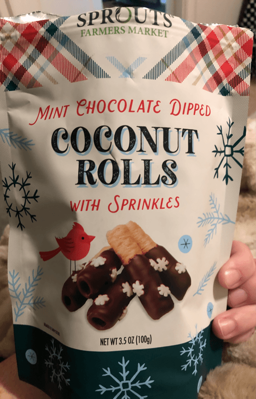 Sprouts Farmers Market Mint Chocolate Dipped Coconut Rolls With Sprinkles