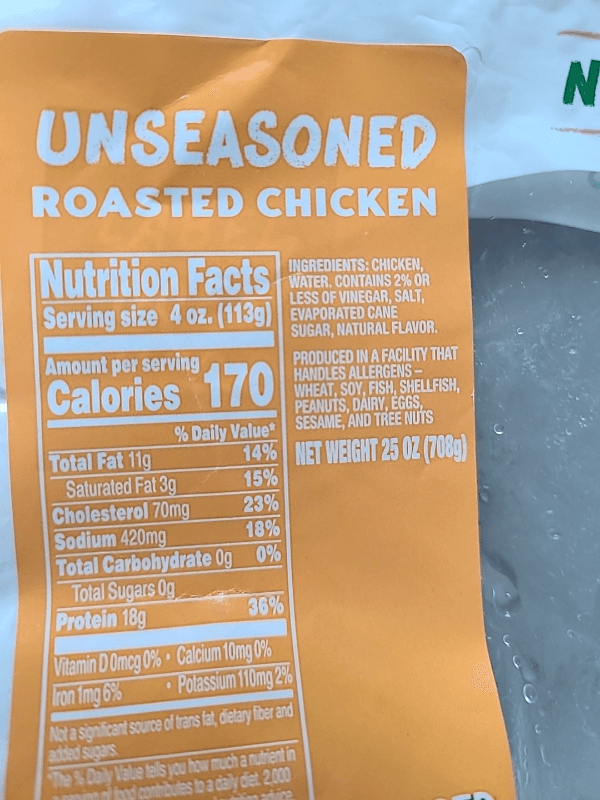 Sprouts Farmers Market Unseasoned Roasted Chicken