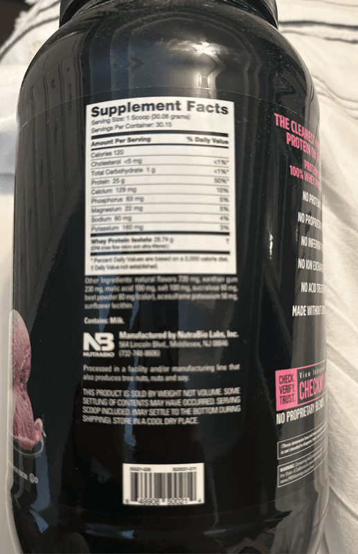 Nutrabio Whey Protein Isolate Strawberry Ice Cream Protein Supplement