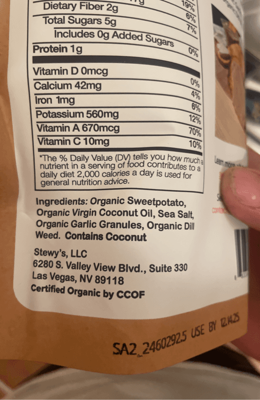 Sweetpotato Awesome Freeze Dried Sweetpotato Slices Dill & Garlic