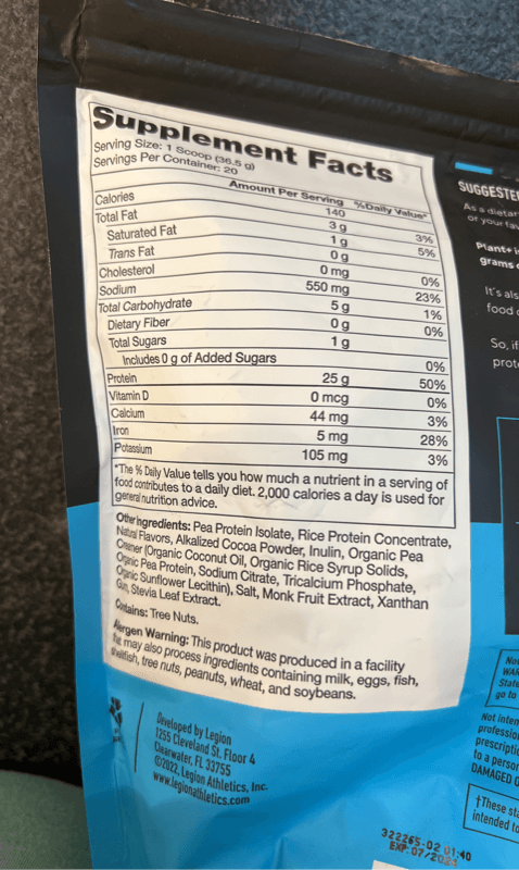 Legion Plant+ Dutch Chocolate Vegan Protein Powder