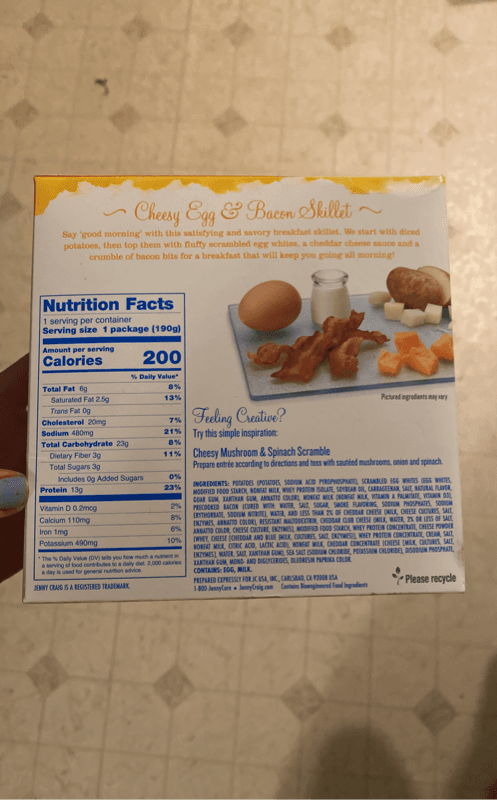 Jenny Craig Cheesy Egg & Bacon Skillet