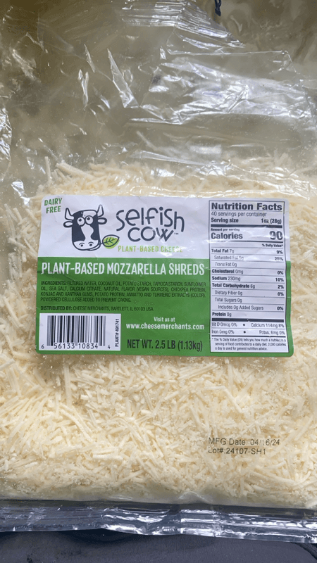 Selfish Cow Plant-Based Mozzarella Shreds