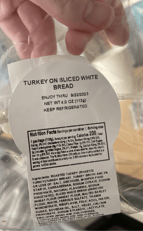 York Street Caterers, Inc. Turkey On Sliced White Bread