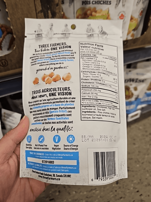 Three Farmers Roasted Chickpeas Sea Salt