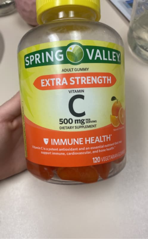 Spring Valley Extra Strength Vitamin C Immune Health Dietary Supplement Vegetarian Gummies Orange