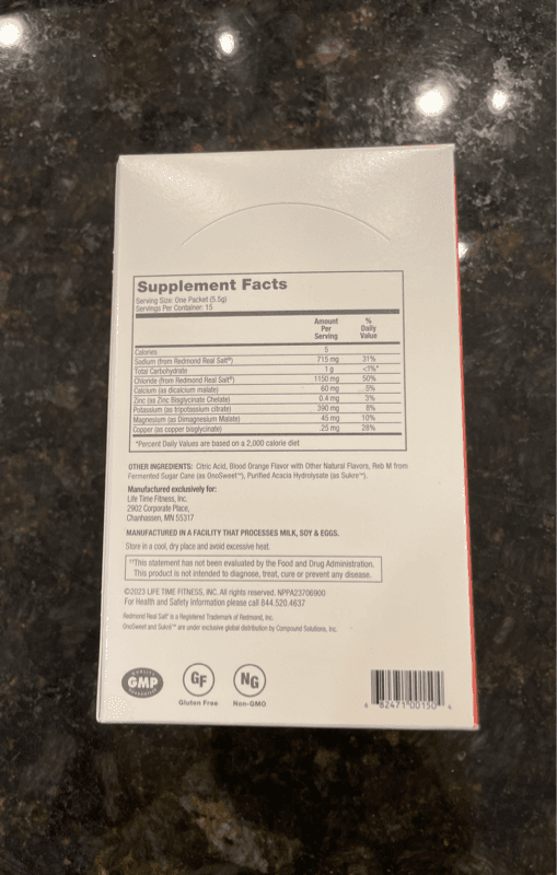 Life Time Fitness Hydrate Blood Orange 15 Single Serve