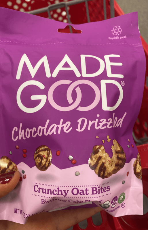 Made Good Chocolate Drizzled Crunchy Oat Bites Birthday Cake Flavor