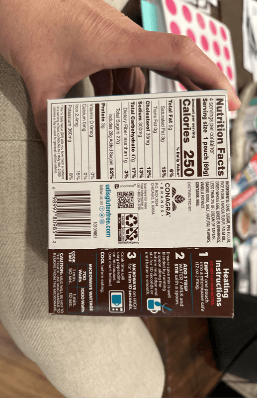 Udi's Gluten Free Blueberry Muffin Mug Cake Mix