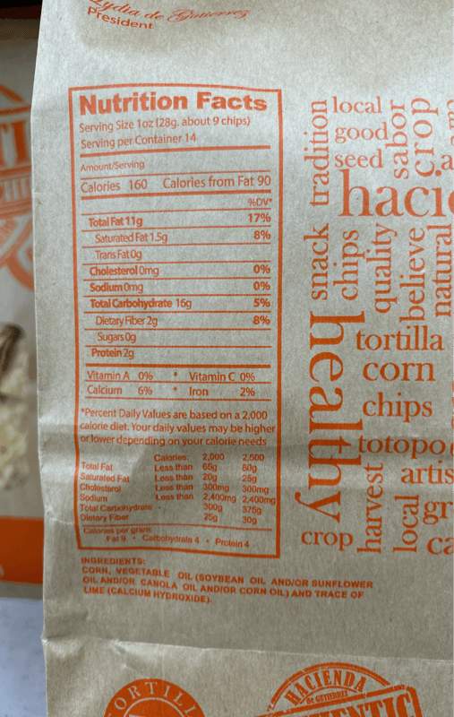 Hacienda De Gutierrez Authentic Corn Tortilla Chips No Salt