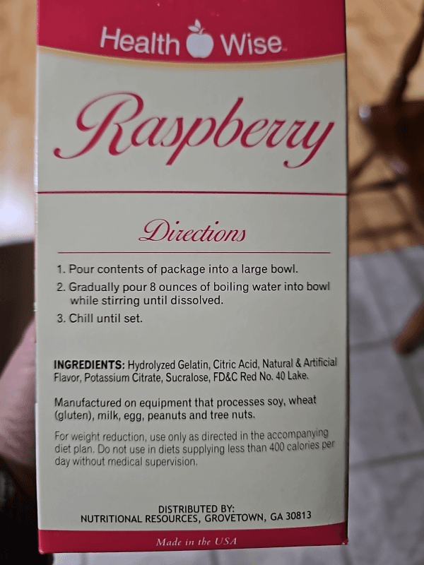 Health Wise Raspberry Gelatin