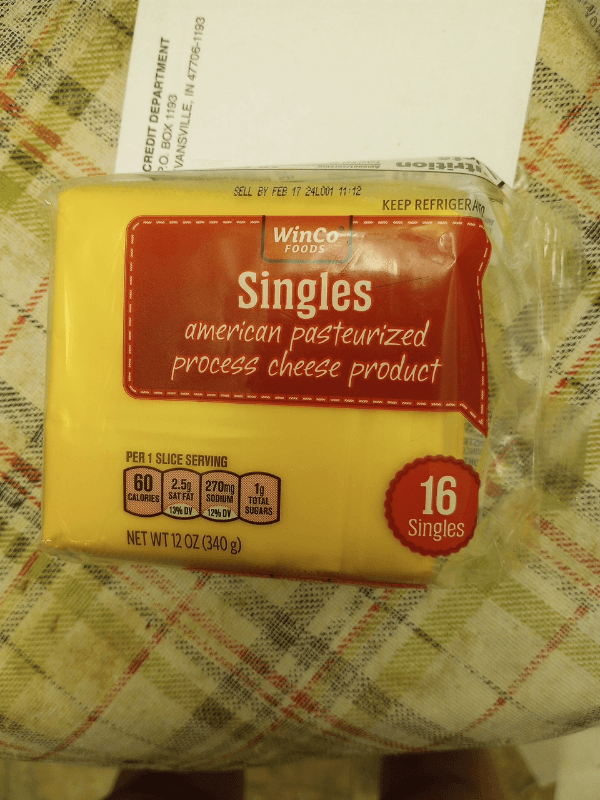 Winco Foods American Pasteurized Process Cheese Product Singles