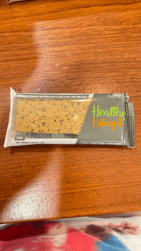 Healthy Eating Natural Peanut Butter Low Carb Chia Protein Bar