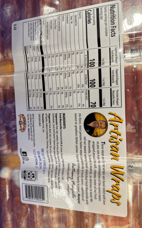 Formaggio Handmade Artisan Wraps Pepperoni, Imported Prosciutto, Soppressata
