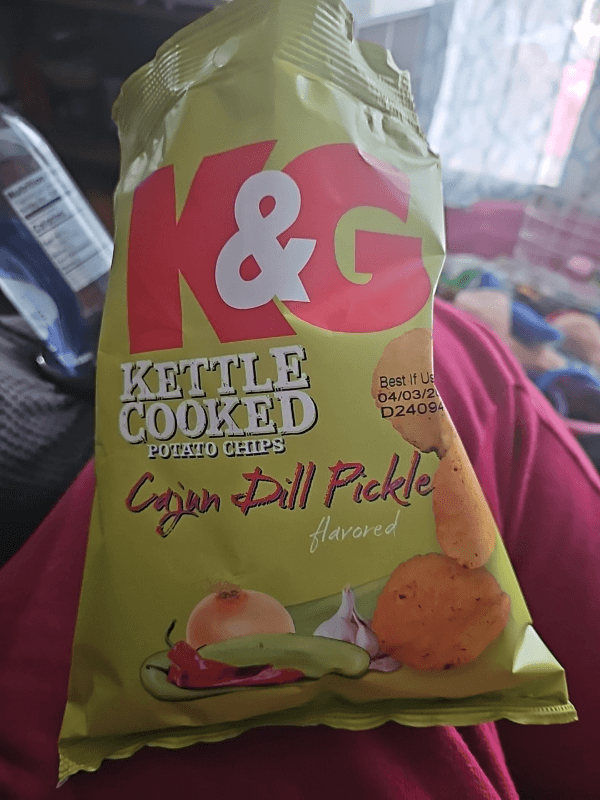 Kum & Go Kettle Cooked Potato Chips Cajun Dill Pickle Flavored