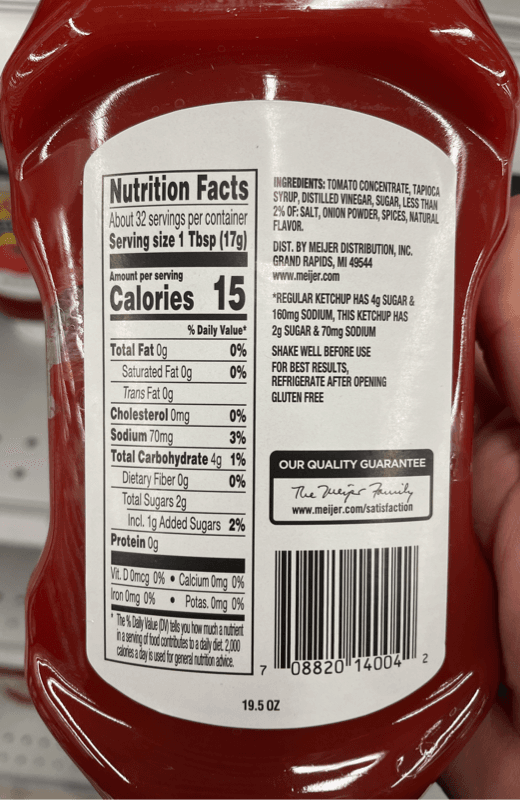 Meijer 50% Less Sodium & Sugar Tomato Ketchup