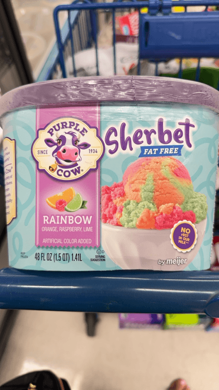 Purple Cow By Meijer Rainbow Orange, Raspberry, Lime Sherbet