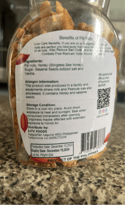 Birnats Pili Honey Coated Nuts With Sesame Seeds