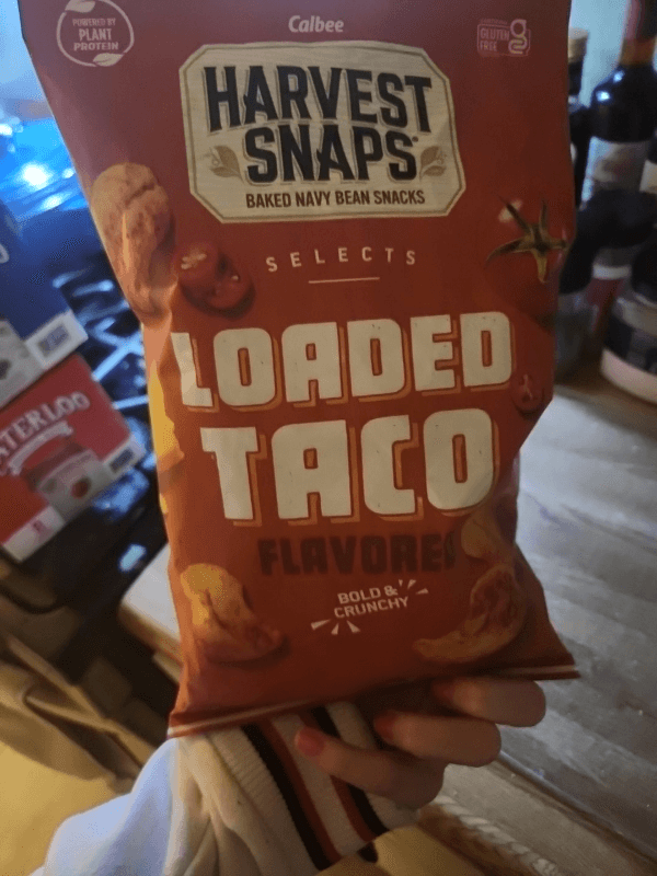 Calbee Harvest Snaps Baked Navy Bean Snacks Loaded Taco Flavored