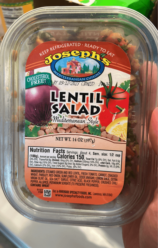 Joseph'S Mediterranean Style Lentil Salad
