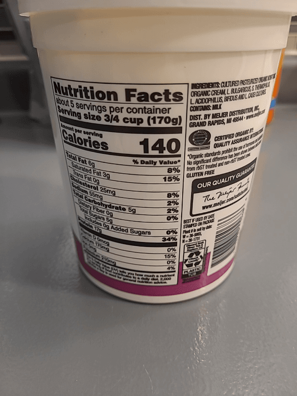 True Goodness By Meijer Organic Plain Greek Whole Milk Yogurt