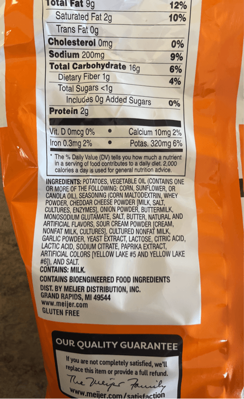 Meijer Cheddar & Sour Cream Ripple Potato Chips