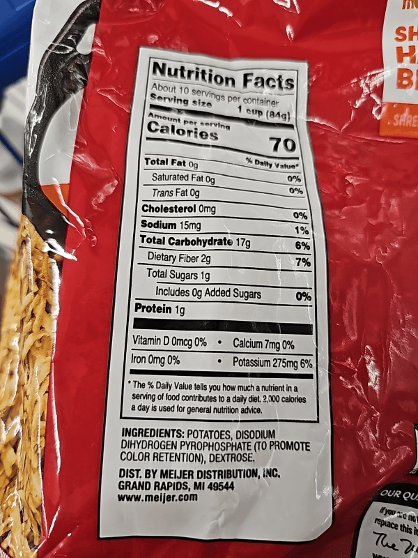 Meijer Shredded Hash Browns